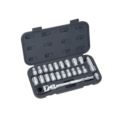 JUEGO DADOS CROMADOS PASS-THRU C-3/8 DE 8 A 9MM 22 PCS